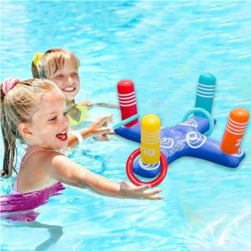 Conjunto de brinquedos de água de anel denatação flutuante, jogo inflável de arremesso de anel, festa infantil de jogo para fora do ar livre