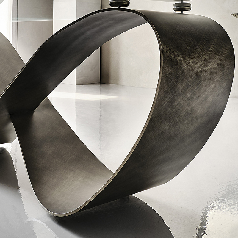 Aço inoxidável personalizado italiano Moderno de Luxo Luxo Luxo Retangular Mesa de Jantar de Pedra Sinterada Black 12 lugares