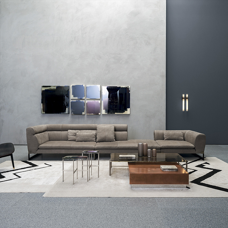 Perna de ouro de luxo italiano 7 lugares l forma de canto de sofá secional conjunto de móveis