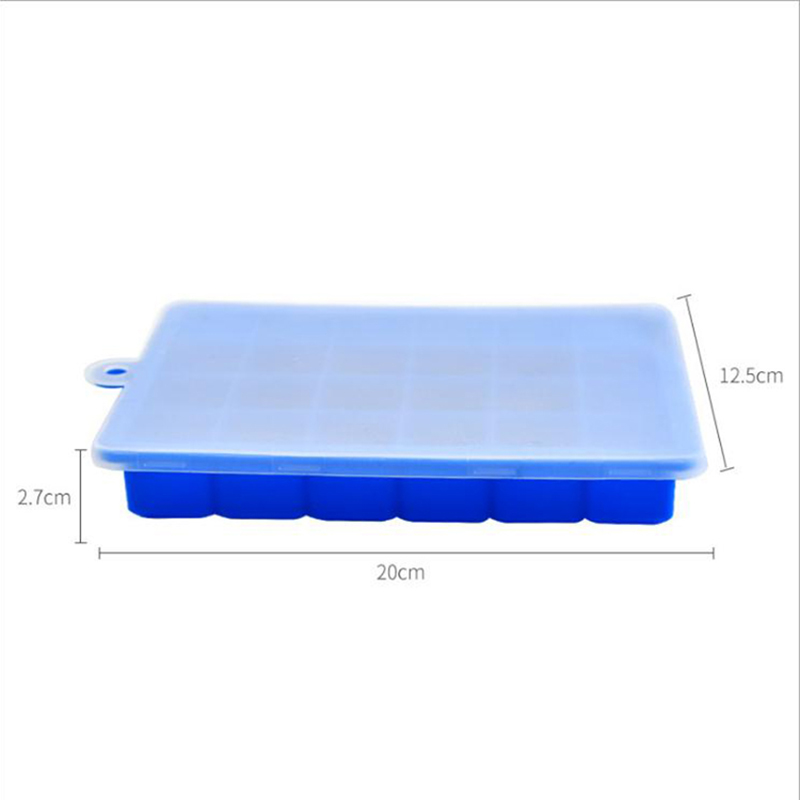 BPA Free 15-Cavities Silicone com capa fabricante de gelo molde forma quadrada forma de silicone molde de gelo bandejas