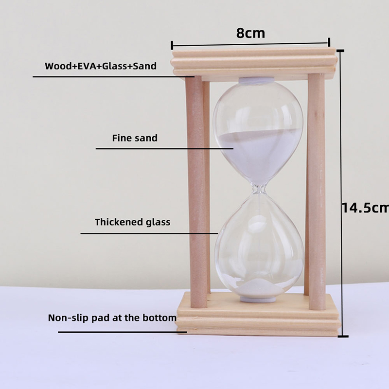 Timer de areia de vidro da hora em casa, aprox. 30 minutos, cor de madeira