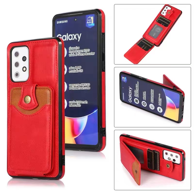 Adequado para a caixa de proteção Samsung A52 Mobile Phone Pack Pack Pack pode colocar vários cartões com o padrão de couro retrô anti-queda com tudo incluído