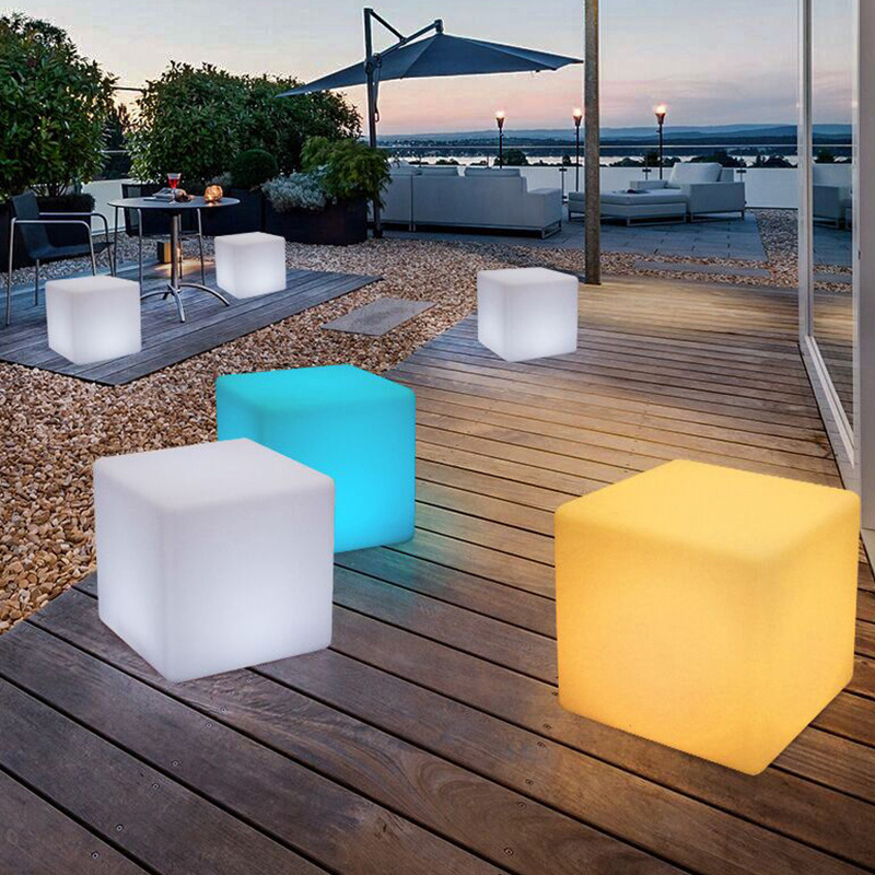 LED Luminous Cube Light Creative Creative Outdoor Imper impermeável fezes KTV Square Crear Stool Concert para layout de atmosfera de evento
