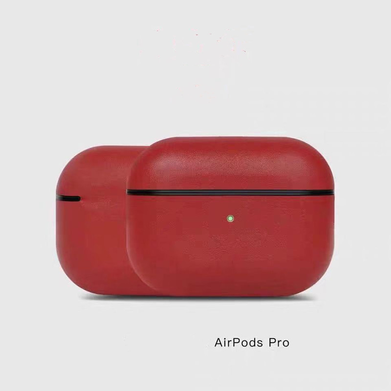 Caixa de couro AirPods Pro, caixa genuína de couro louco de cera de óleo genuíno, Totalmente feito à mão, LED frontal visível (marrom escuro)