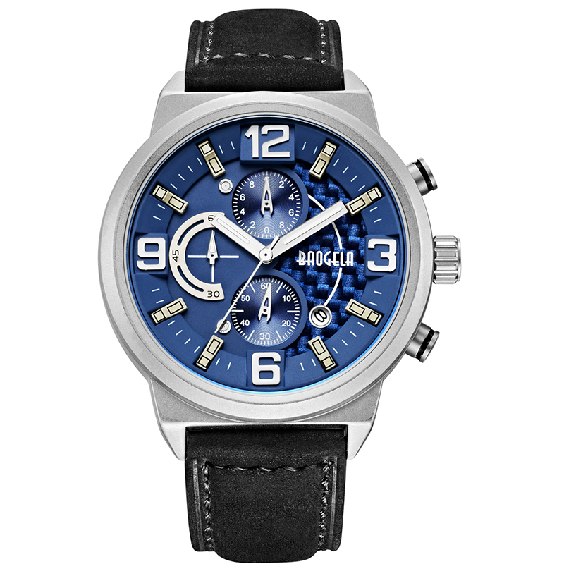 Black Sports Quartz de Baogela Men Watch Analog Watch Analog Watch Display Men's Watch 1709 Black Blue