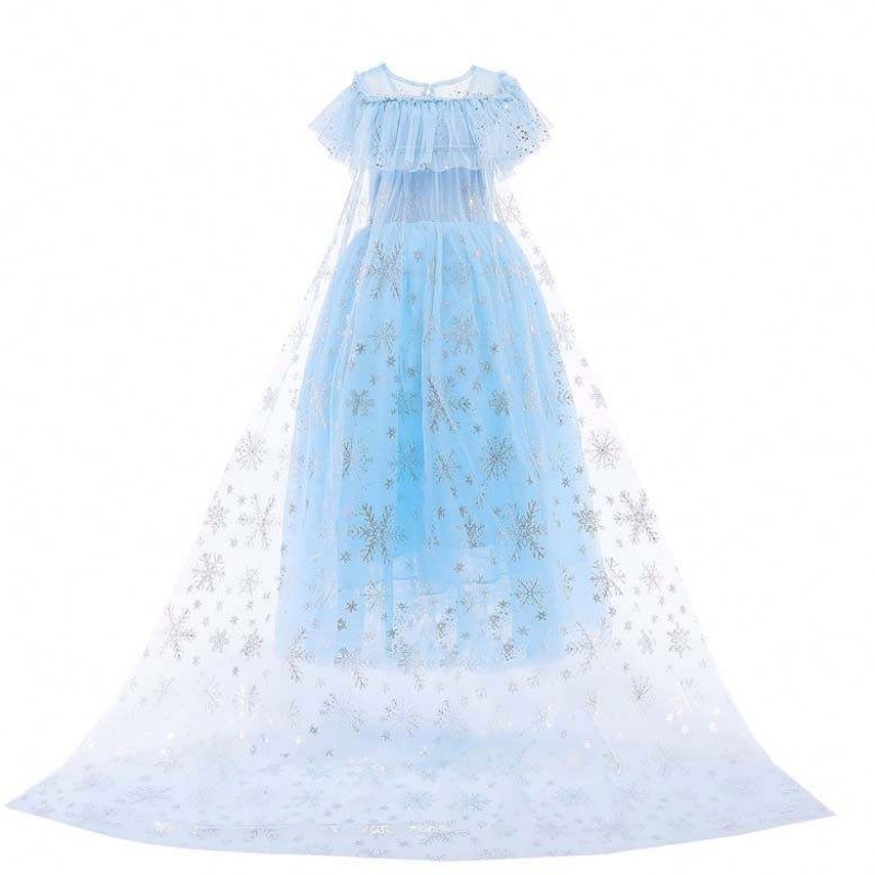 Meninas de alta qualidade Festa de Halloween Blue Elsa Princess Dress HCGD-018
