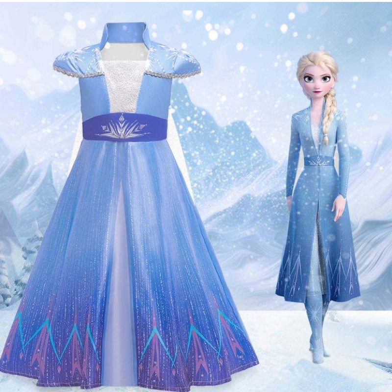 New Elsa Frocks Fashion Sleeves Casaco Halloween Fairy Princess Child Cosplay Formado