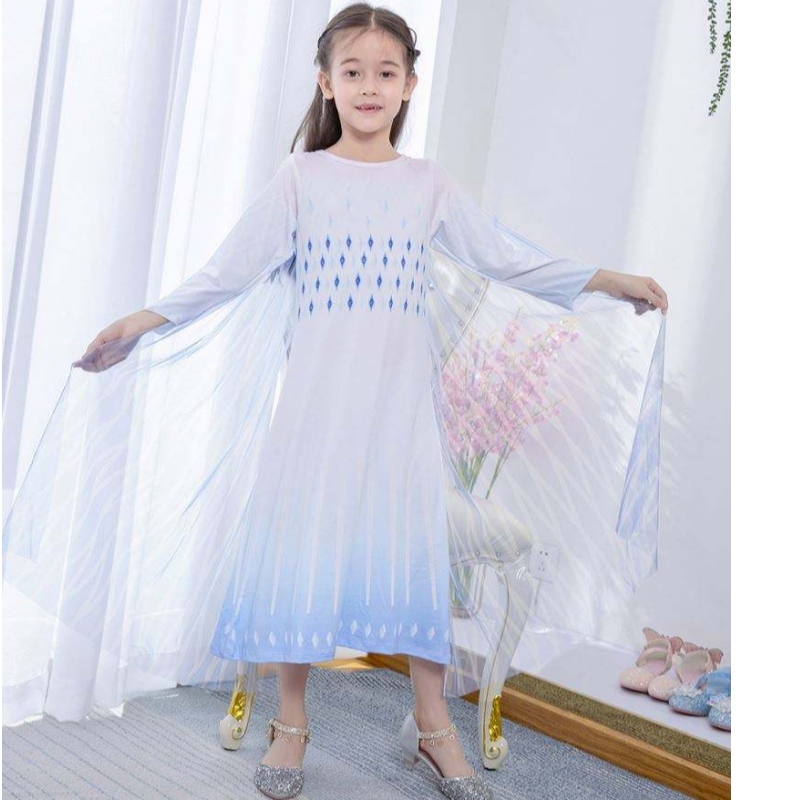 Baige White Princess Elsa Dress Girls Dresses Fantases Halloween For Kids TV&Figurinos de filme