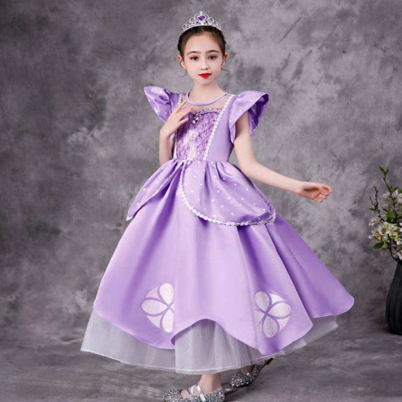 Baige Purple Sofia Rapunzel Elsa Anna Belle Princess Dress TV Formumes Sofiya Princesa para Girl