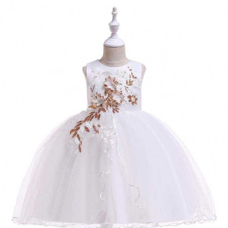 Vestes de vestes de baige crianças brancas vestidos de flor de bordados de bordados vestidos denoite para meninas l5060