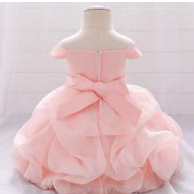 Solid Flower Applique Trailing Girl Princess Dress Kids Baby Festa de Natal Casamento Damas de Brides Tulle Tutu Dresses L1961XZ