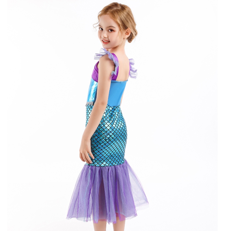Garota princesa Little Mermaid Dress Kids Cosplay Charme fantasia Crianças Carnival Roupas de festa de aniversário Vestido de verão Girls