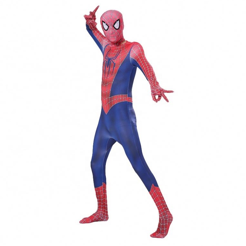 Zipper define a Halloween TV&Movie Superhero Jumpsuit Desempenho Vestem de fantasia de Homem-Aranha com capacete