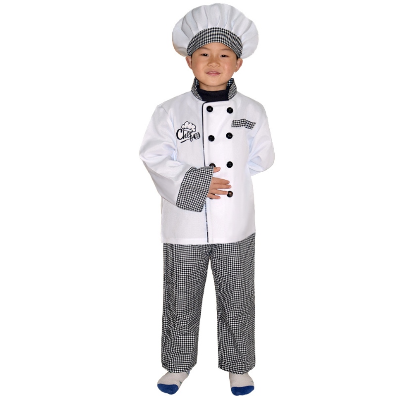 Novo estilo infantil chef fantasia halloween party cosplay roupas dramatiza figurina de avental de garotas e garotas