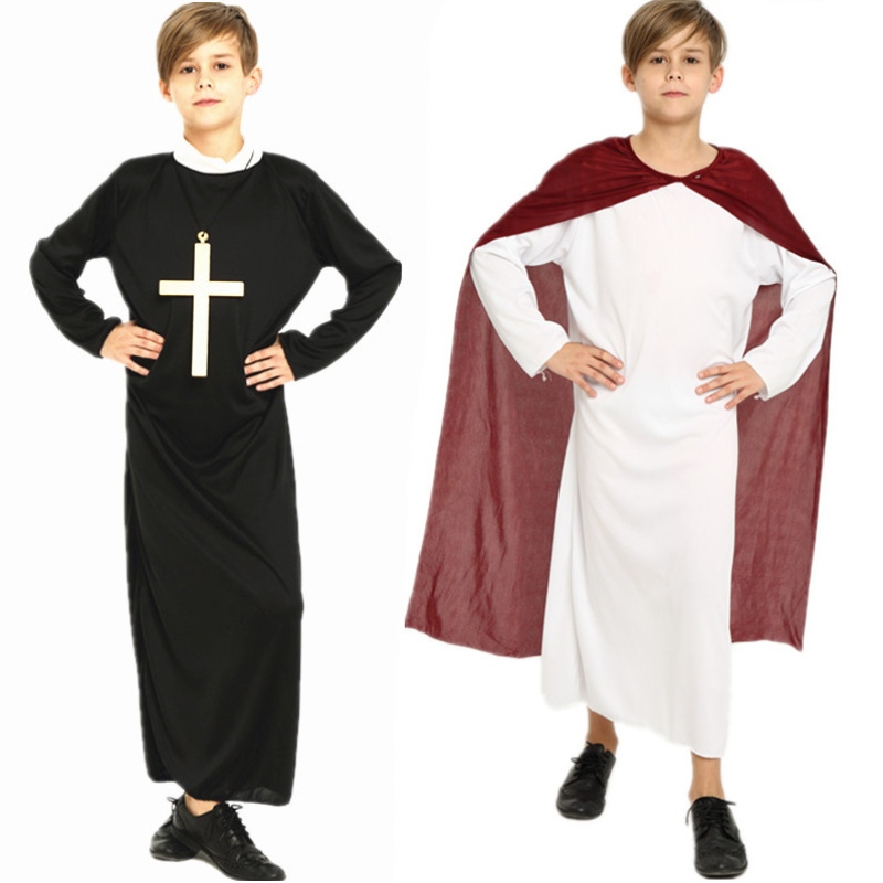 Trajes de Halloween disfarçar -se para meninos roubes de meninas padres pais figurinos do cristianismo jesuíta para crianças