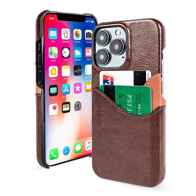 Adequado para Apple iPhone 14pro caso, saco de cartão duplo cor correspondente caixa de couro, tpu360 grau de proteção abrangente