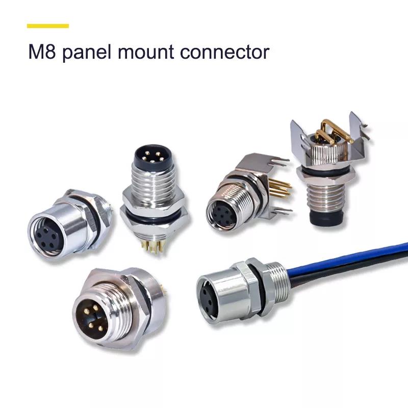 Conector m5 m8 m12 m16 m23 2 3 4 5 6 8 12 17 pinos IP68 à prova d'água de montagem em painel adaptador de fio de molde conector