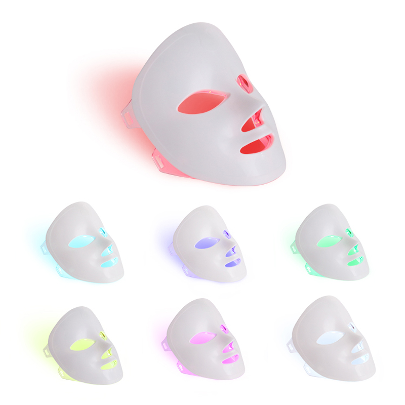 7 Cores Luz portátil Face LED Máscara Face Light Terapia para uso doméstico, LED Light Therapy Skin Care Máscara - azul&Luz vermelha para máscara de fóton de acne - Korea PDT Technology for Acne Reduction