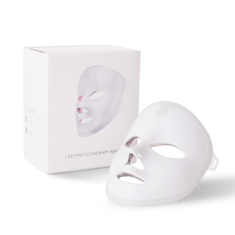 7 Cores Luz portátil Face LED Máscara Face Light Terapia para uso doméstico, LED Light Therapy Skin Care Máscara - azul&Luz vermelha para máscara de fóton de acne - Korea PDT Technology for Acne Reduction