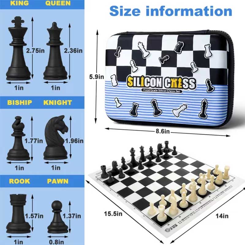 Silicone Chess Educational Toys Game Silicone Chess Board and Pieces Conjunto