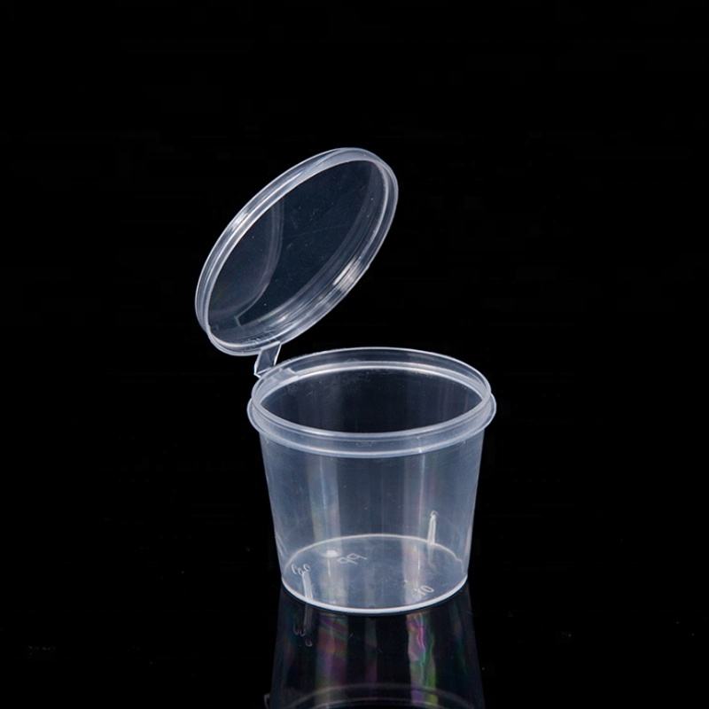Molho de plástico transparente descartável copos de condimentos recipiente com tampa