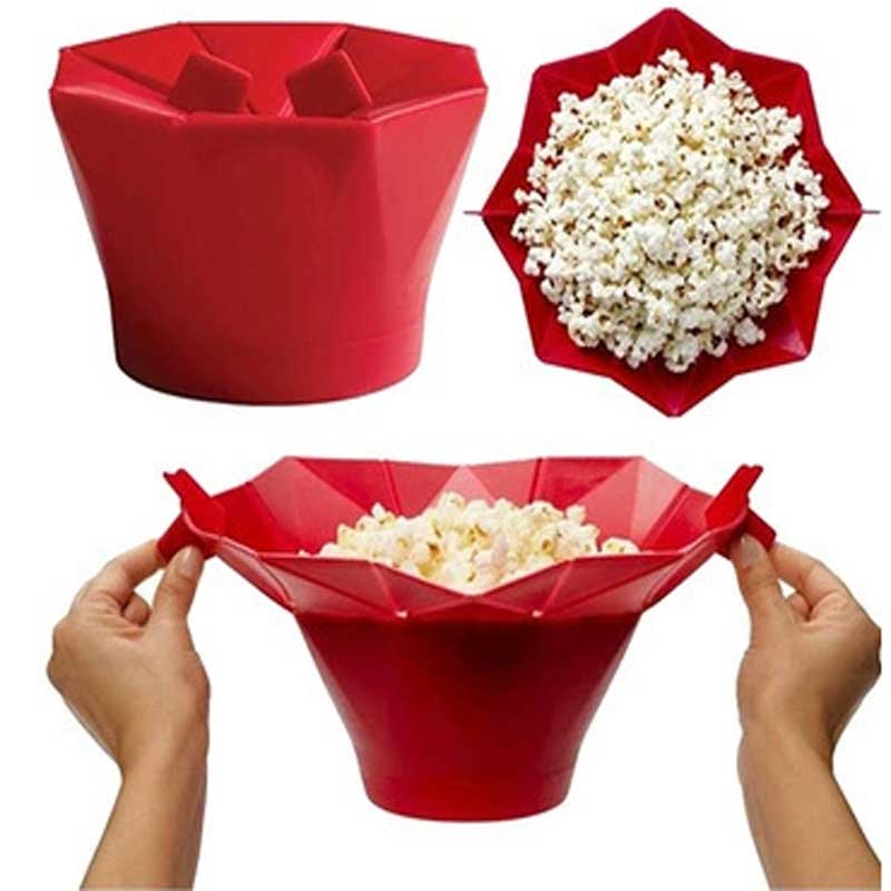 Ferramentas de cozinha doméstica DIY CLOURS COLANTES SILICONE Popcorn Popper Bowl Comida Alimento Silicone Fácil de limpar Tigela