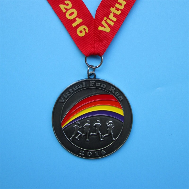 Medalhas de eventos virtuais antigos banhados medalhas de arco -íris 3D