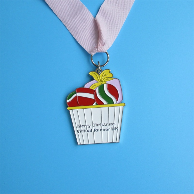 Medalhas de metal de sorvete glitter personalizadas medalhas esportivas de corrida virtual