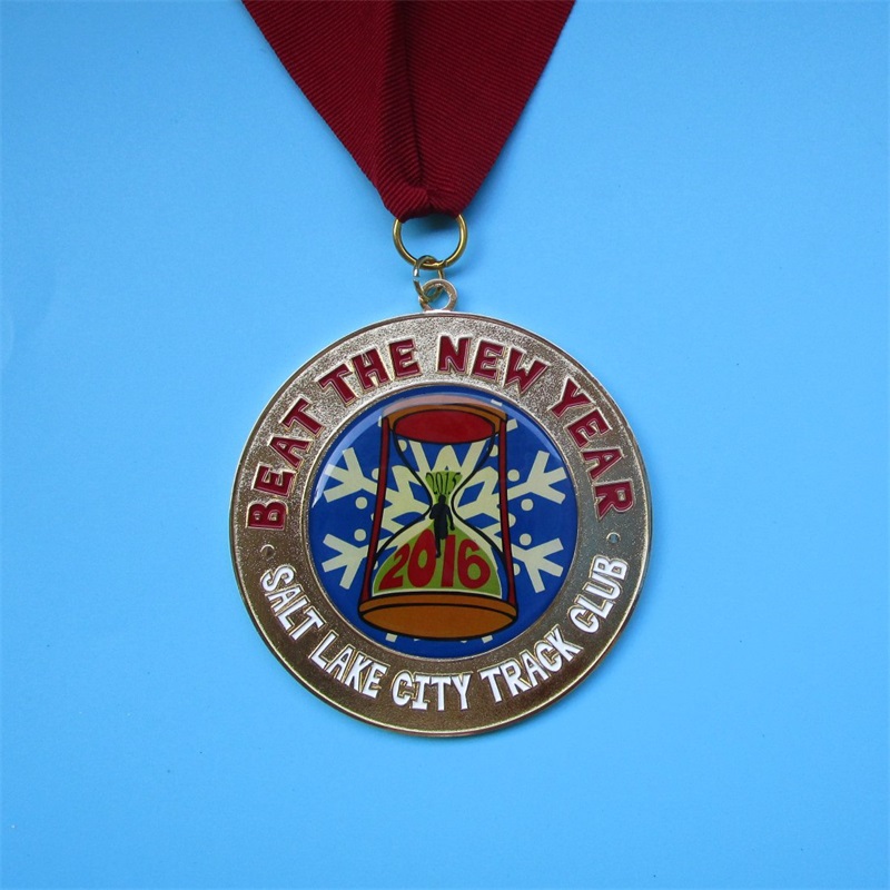 Medalhas de metal de liga de zinco e troféus de lembrança de medalhas de ouro do presente com fita
