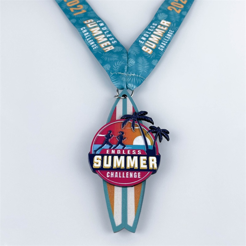 Medalha de madeira de metal de madeira premiada para férias de verão