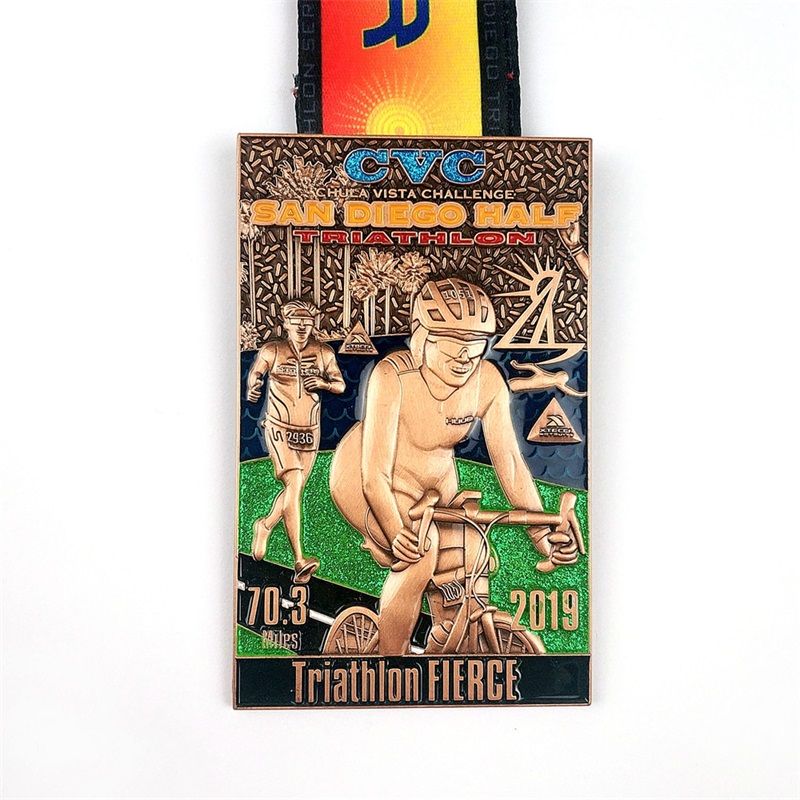 Medalhão de esmalte China esportes que administram medalhas de maratona militar Medalha 3d Triathlon Medals