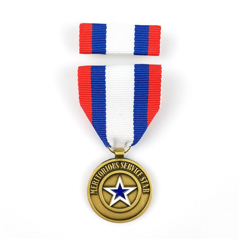 Medalhas de honra de campanha de bronze pretendida em ouro 3D personalizadas com fita curta