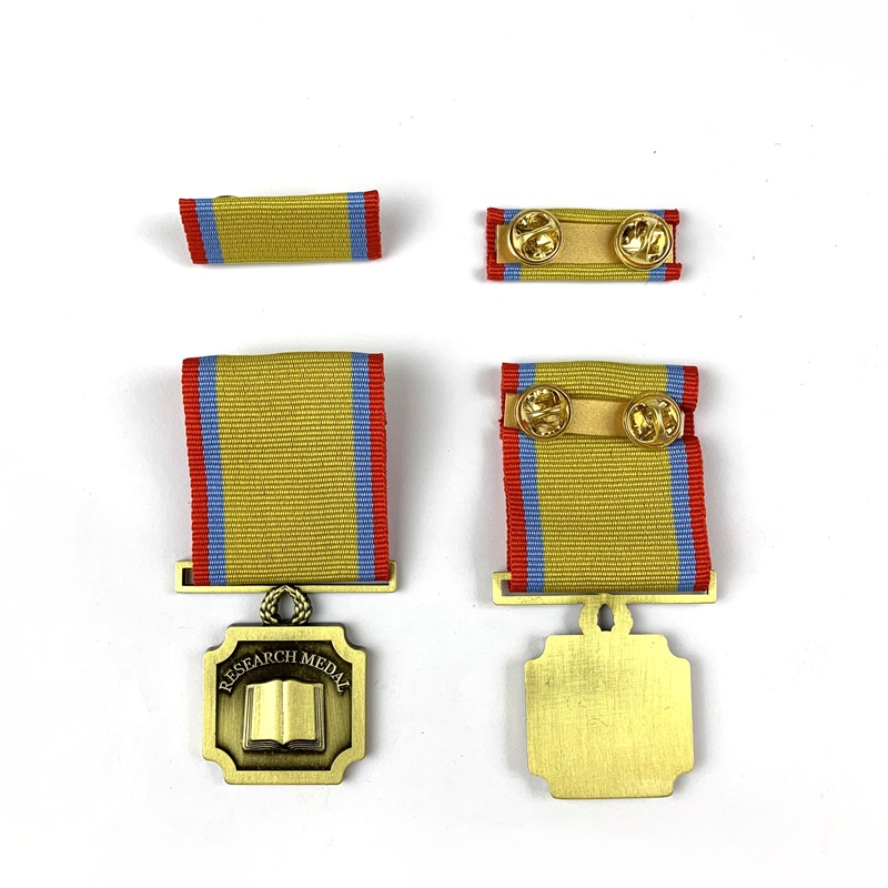 Medalhas de honra de campanha de bronze pretendida em ouro 3D personalizadas com fita curta