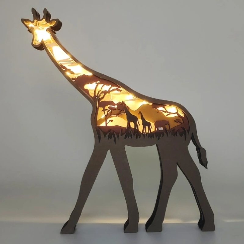 Girafa de madeira de animais 3D