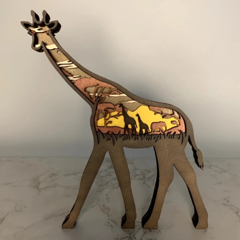 Girafa de madeira de animais 3D