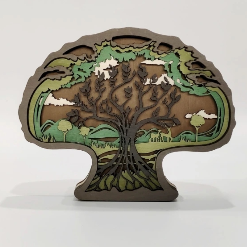 Ornamentos de madeira 3D para árvores