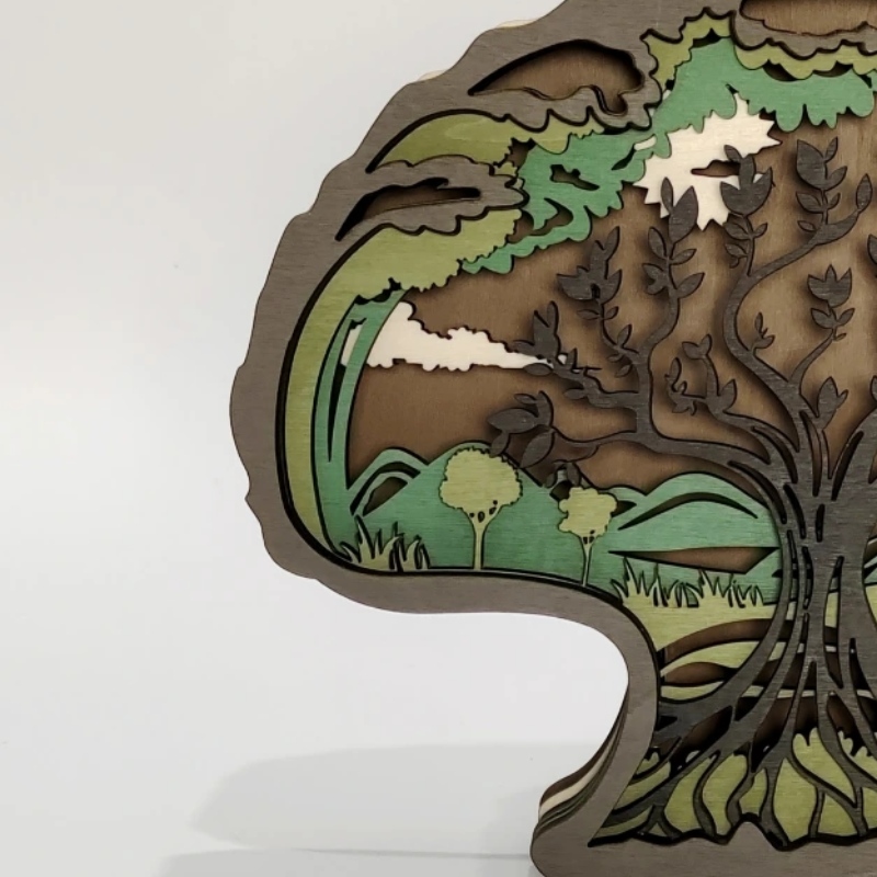 Ornamentos de madeira 3D para árvores