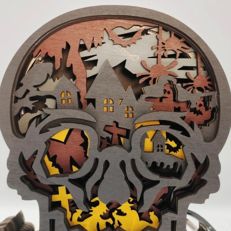 Decoração de artesanato de madeira de esqueleto 3D