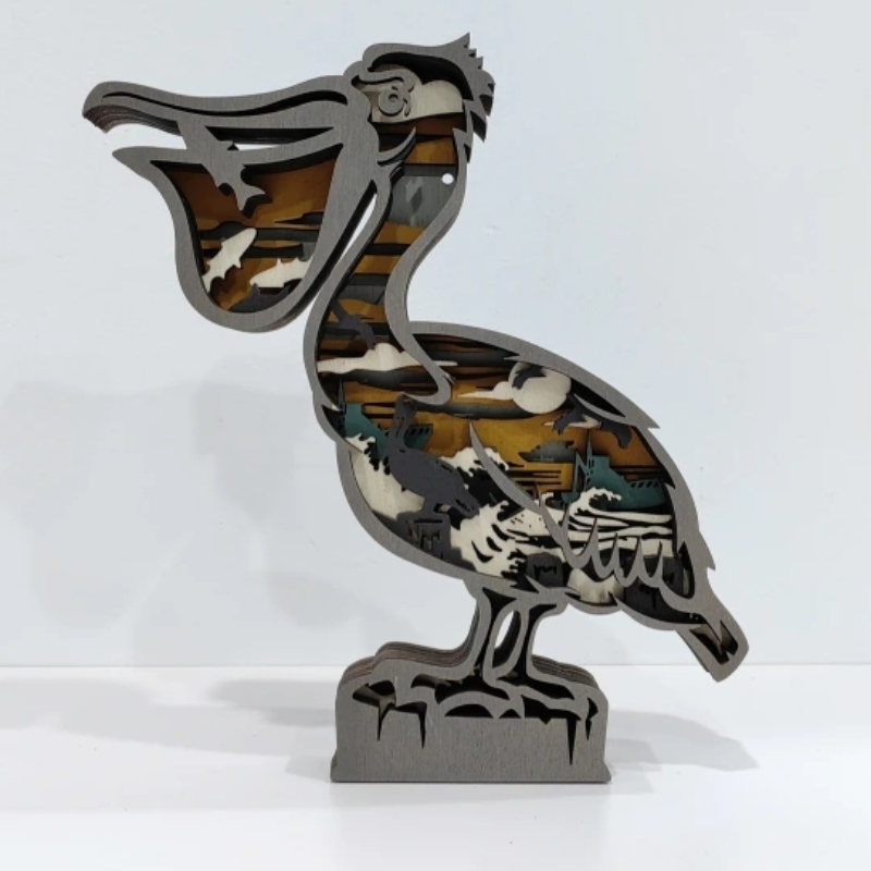 Ornamentos de madeira 3D para pássaros