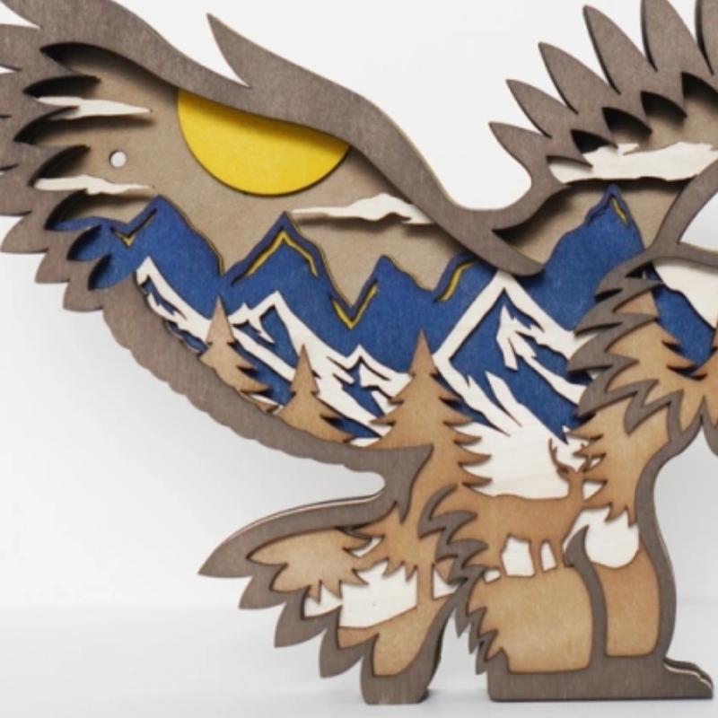 Decoração artesanal de madeira de águia 3d