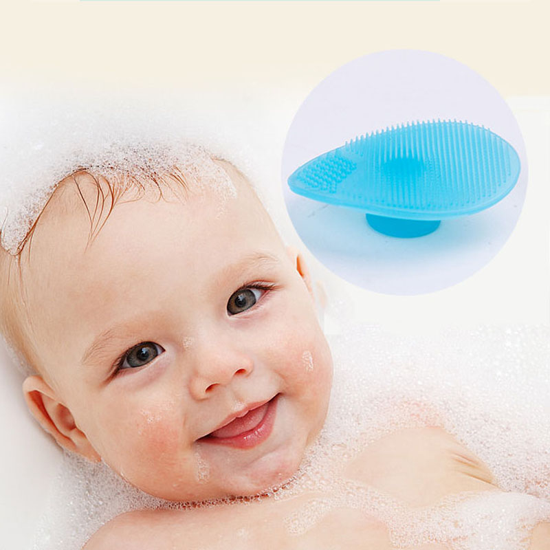 Escova de banho de bebê, escova de tampa do berço para bebês, escova de massagem de silicone, esfoliante de silicone esfoliando escova de bebê seca, tampa do berço&eczema itens essenciais