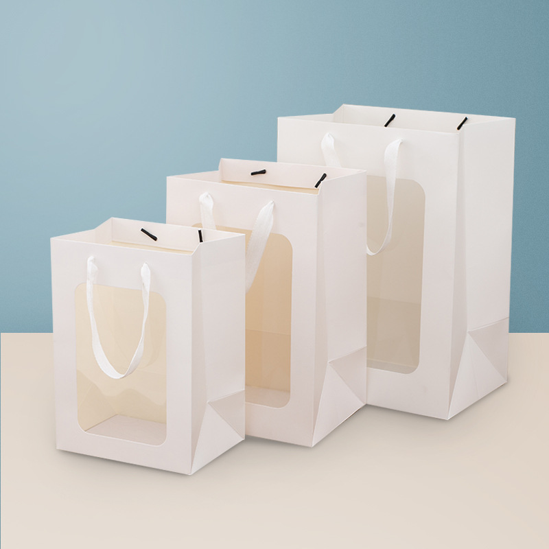Bolsa de papel de janela personalizada, bolsa de presente de luxo de ponta