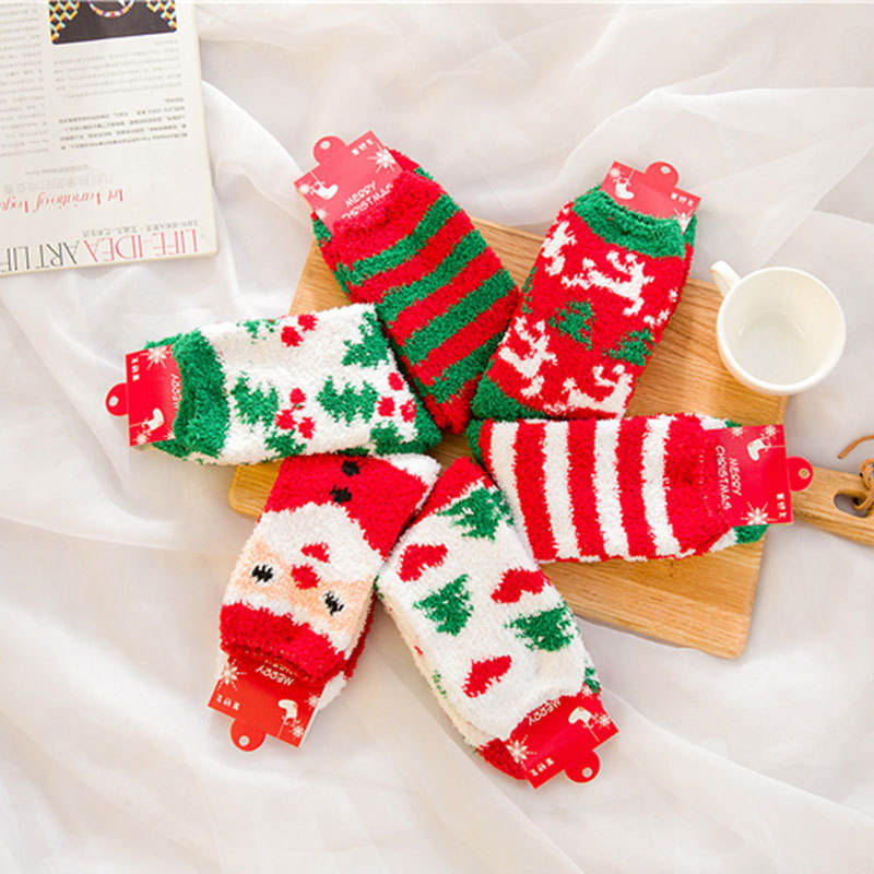 Novo anti -deslizamento de meias de Natal, macios e macios e macios e macios, quentes, meias denatal