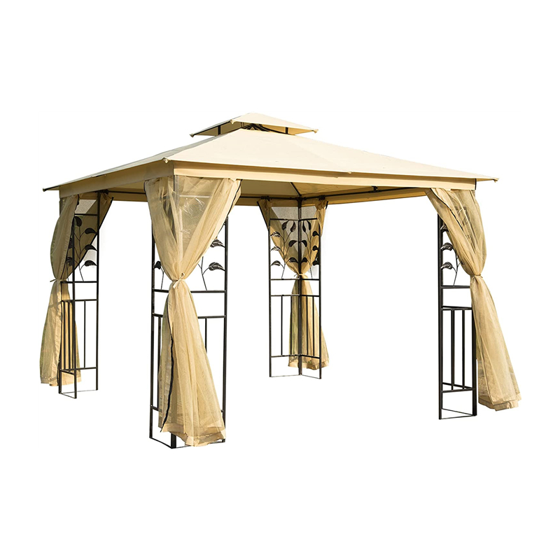 10 \\ 'x 10 \\' Metal Outdoor Patio Gazebo Garden Canopy com cortinas de malha removíveis