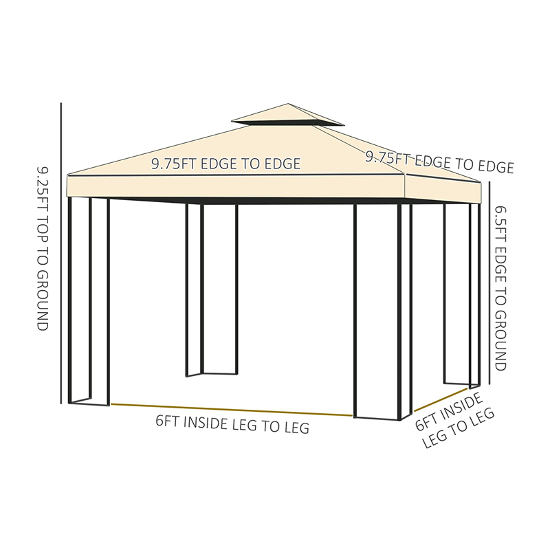 10 \\ 'x 10 \\' Metal Outdoor Patio Gazebo Garden Canopy com cortinas de malha removíveis
