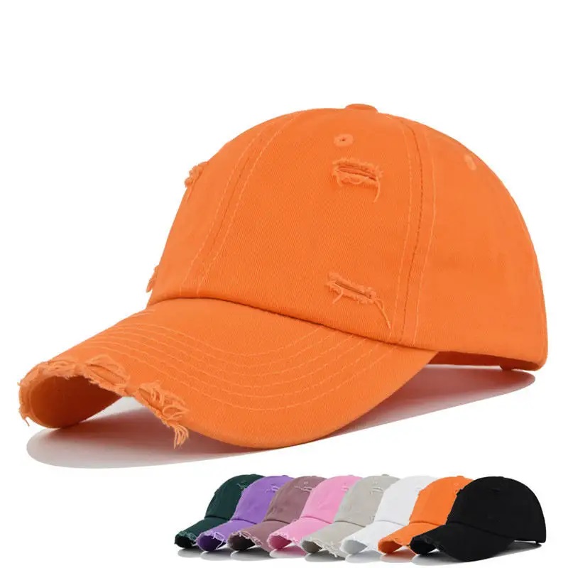 2023 Novo estilo Logo colorido de algodão Cotton Vintage Baseball Cap angustiado chapéu de pai
