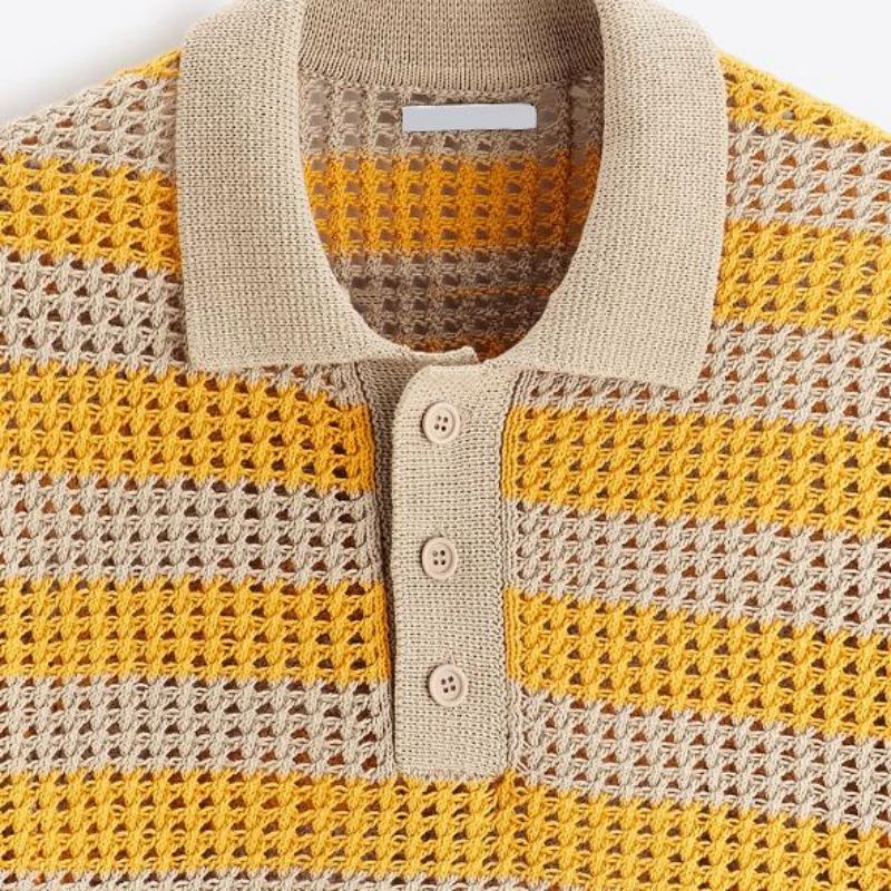 Camisa de suéter de malha de malha curtana primaverano verão da primavera para homens