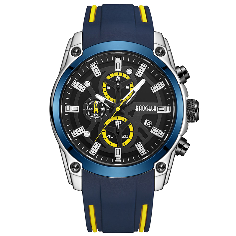 Baogela Men \\ Military Sport Watches Men Watersproof Moda Blue Silicone Strap Watchwatch Man Luxury Top Brand Luminous Watch 22705