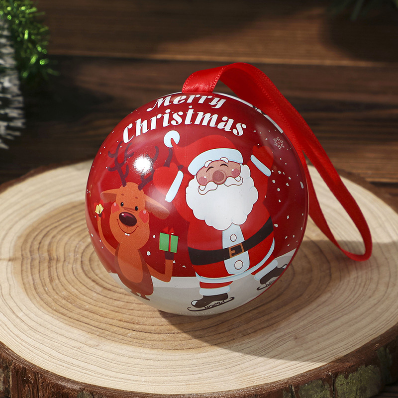 Bola de Natal de lata Caixa de presente de doces de Natal