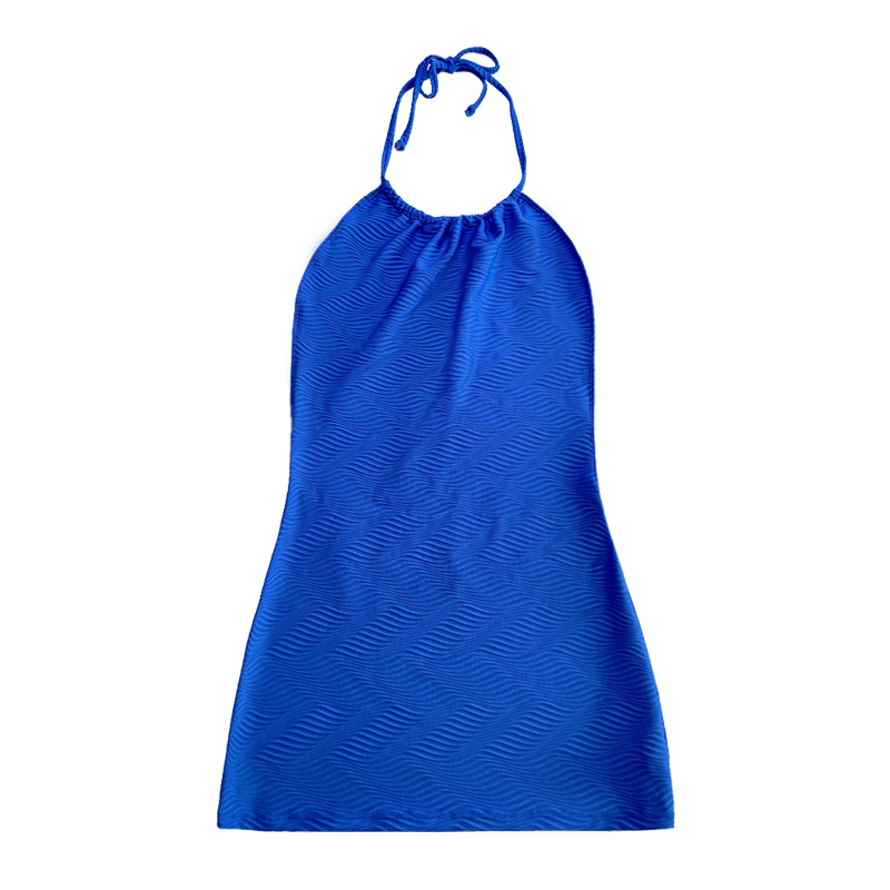 Blue Pattern Special Halter Strap Dress Swimsuit de uma peça